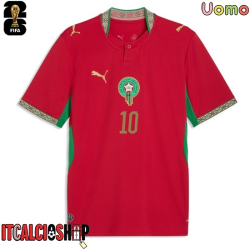 Marocco Brahim Diaz #10 Prima Maglia Mondiali 2026 Manica Corta